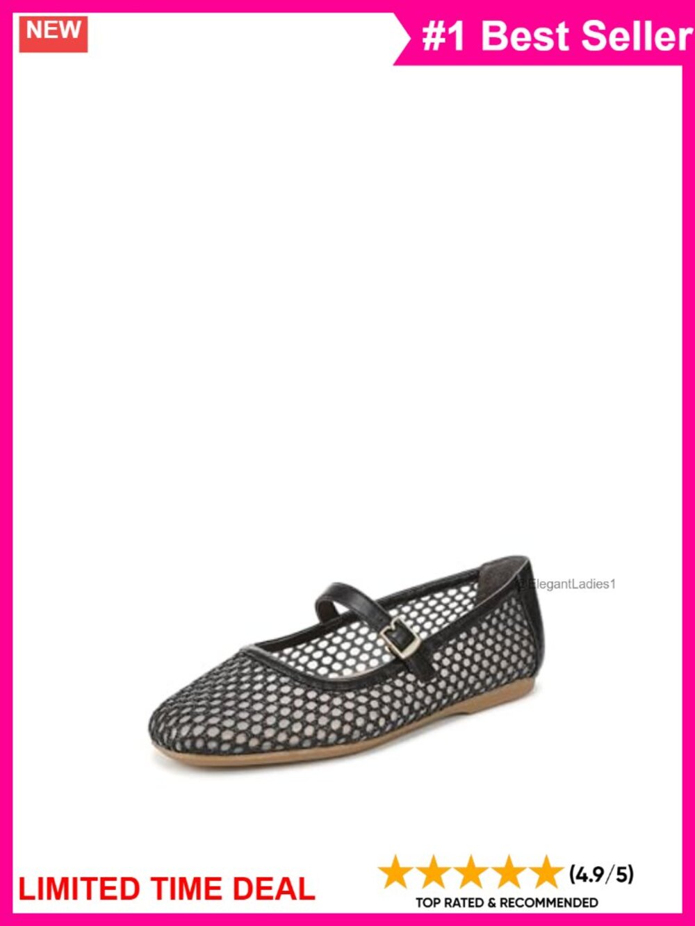 Mary Jane Flats Woven Mesh Cutout Buckle Comfort Walking Shoes